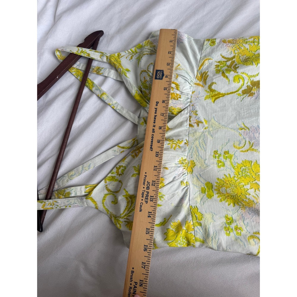 Anthropologie Solenne flounced maxi dress light blue yellow floral tiered 8 P - Picture 14 of 15
